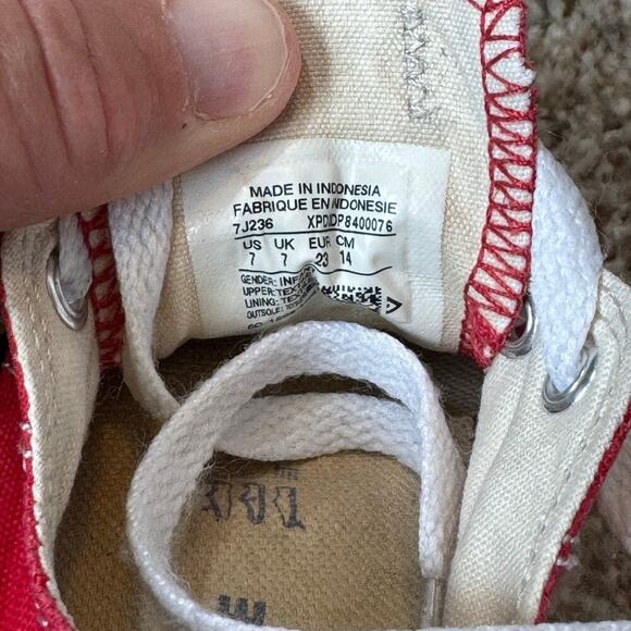 Converse All Star Red & White Kids/toddler/baby sneakers/shoes, size 7 - Picture 3 of 9